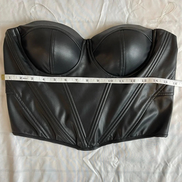 Story On Faux Leather Corset top in Black Size L - Picture 3 of 8